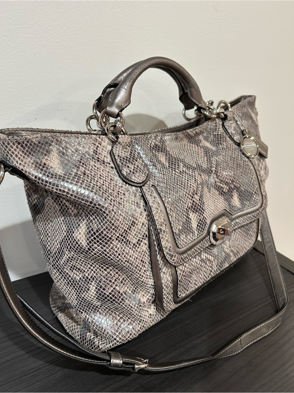 Coach Campbell Exotic Python Leather Izzy Fashion Satchel EUC - Picture 7 of 16